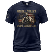 Abraham Lincoln T-Shirt Playing Guitar 1776 2026 Patriotic US Flag 250th Anniversary - Rust Field Wear