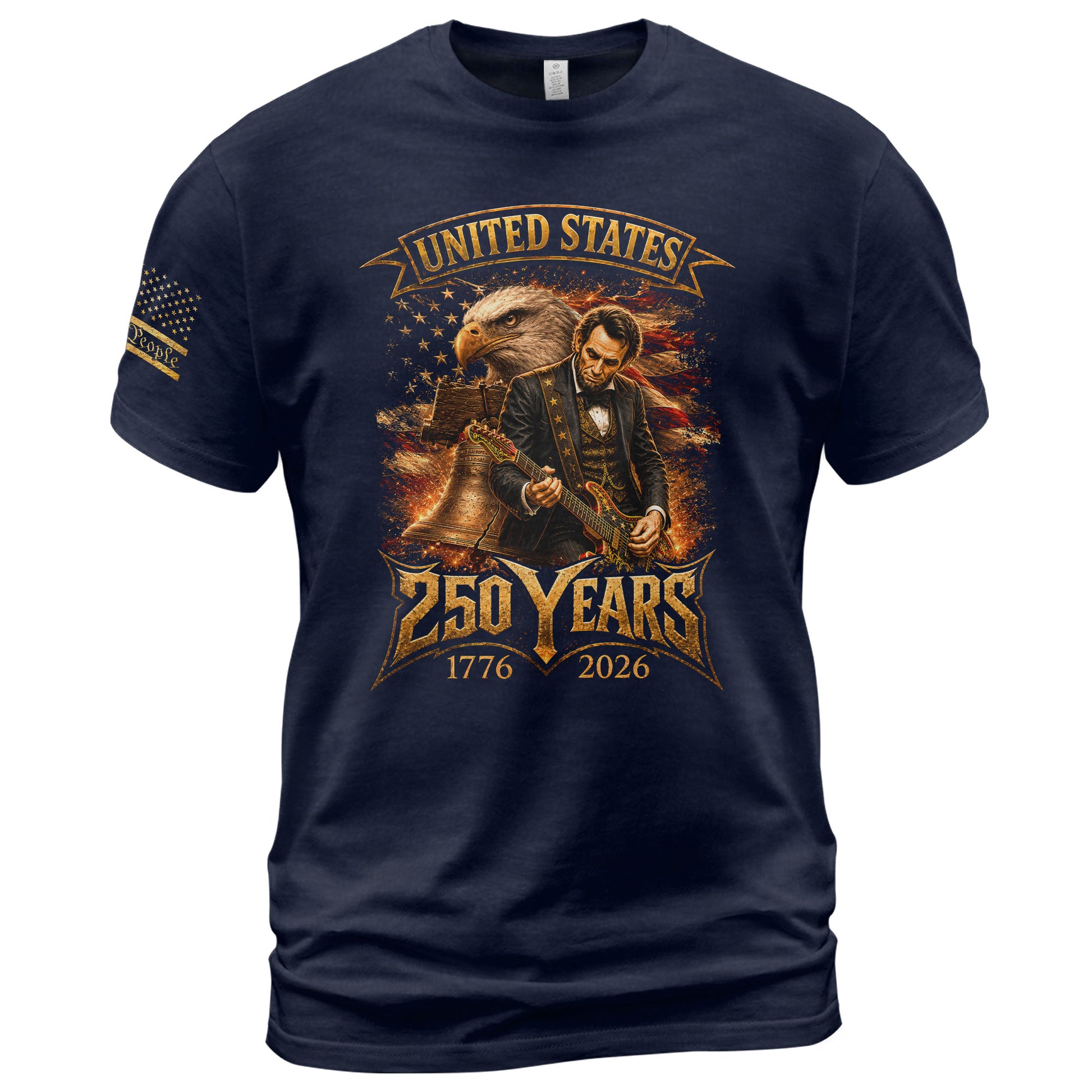 Abraham Lincoln T-Shirt Playing Guitar 1776 2026 Patriotic Eagle Liberty Bell Tee - Rust Field Wear