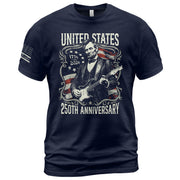 United States 250th Anniversary Shirt Abraham Lincoln Rock Guitar Patriotic Apparel - Rust Field Wear
