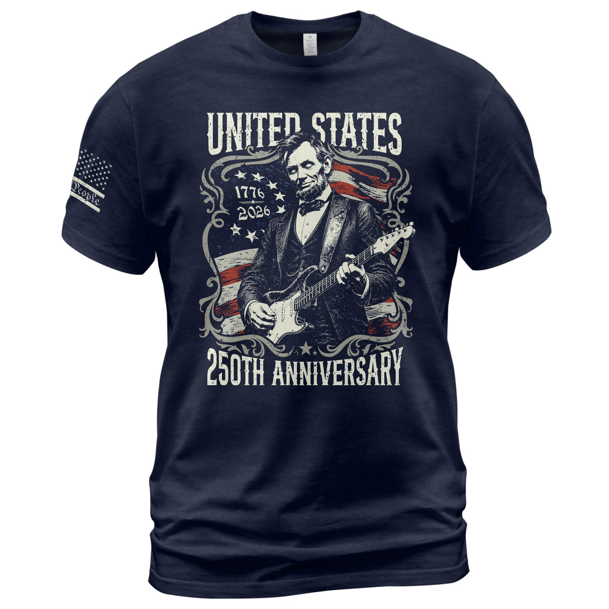 United States 250th Anniversary Shirt Abraham Lincoln Rock Guitar Patriotic Apparel - Rust Field Wear