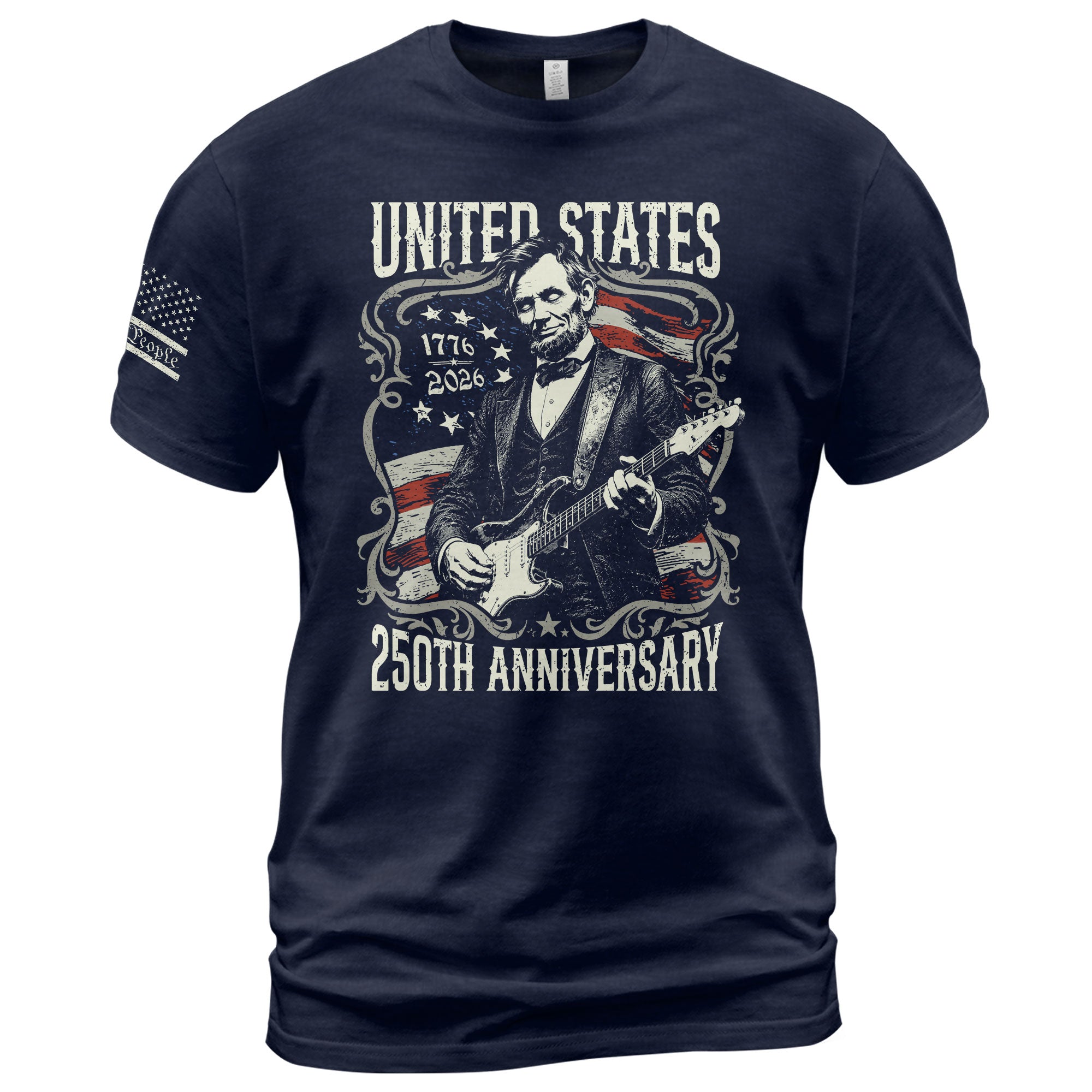 United States 250th Anniversary Shirt Abraham Lincoln Rock Guitar Patriotic Apparel - Rust Field Wear