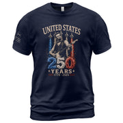 Mens T Shirt Patriotic Abraham Lincoln Guitar 1776-2026 250 Years Fighter Jet Rock Tee - Rust Field Wear