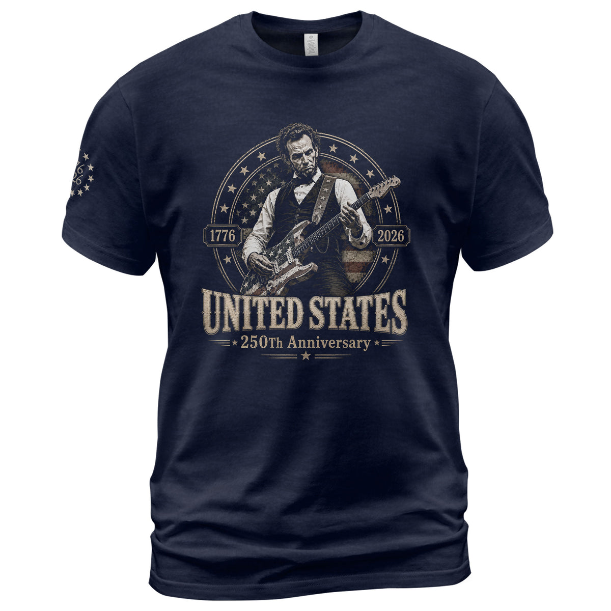 Mens T Shirt Patriotic 250 Years 1776-2026 Abraham Lincoln Star Badge Graphic Tee - Rust Field Wear