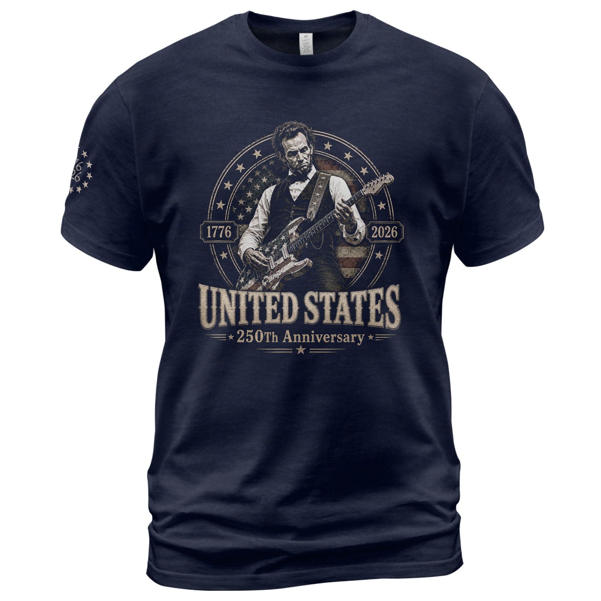 Mens T Shirt Patriotic 250 Years 1776-2026 Abraham Lincoln Star Badge Graphic Tee - Rust Field Wear