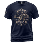 Mens T Shirt Patriotic 250 Years 1776-2026 Vintage Abraham Lincoln Guitarist Graphic Tee - Rust Field Wear