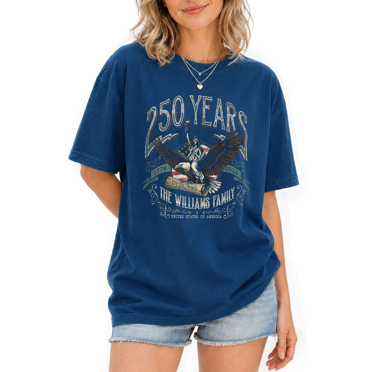 United States 250th Anniversary Liberty Apparel Personalized Custom Family Name Shirts - Rust Field Wear
