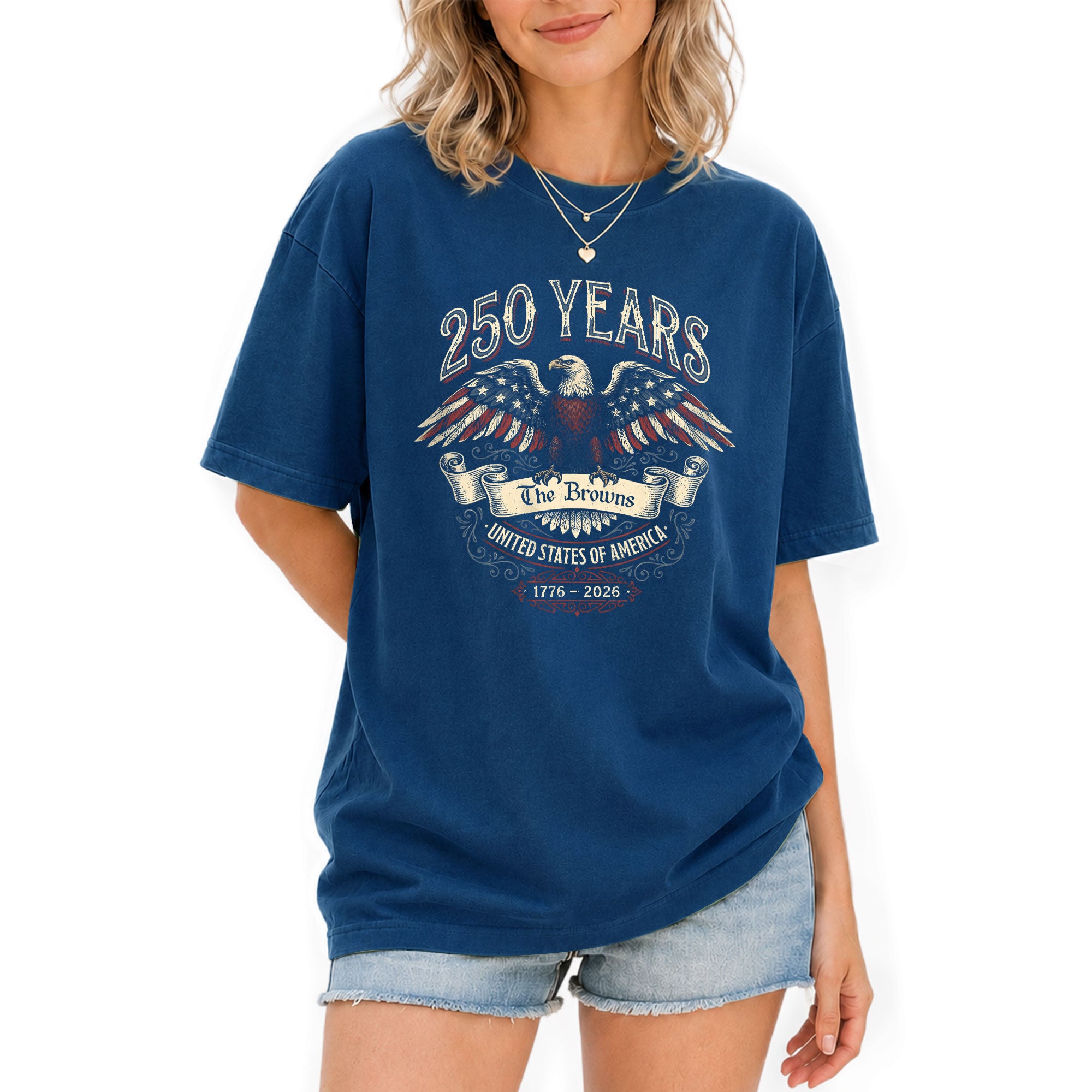 Family Name Custom Holiday Shirts Personalized USA 250 Years Freedom Men Women Tee - Rust Field Wear