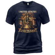 Liberty Bell Guitar Patriotic T-Shirt - Vintage 1776 2026 Historical Graphic Tee - Rust Field Wear