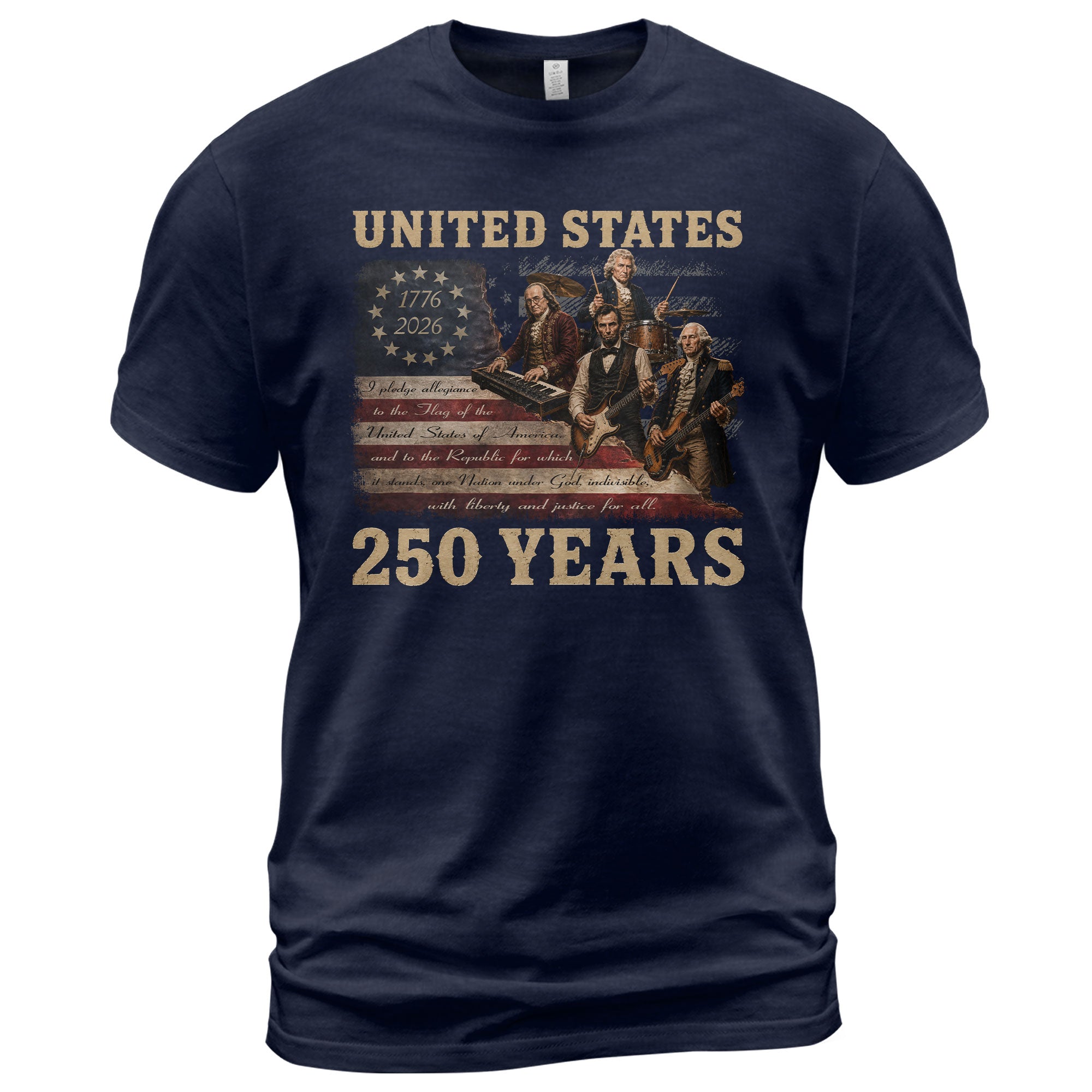 Founding Fathers Presidents Rock Band T-Shirt 250 Years Vintage 1776-2026 Apparel - Rust Field Wear