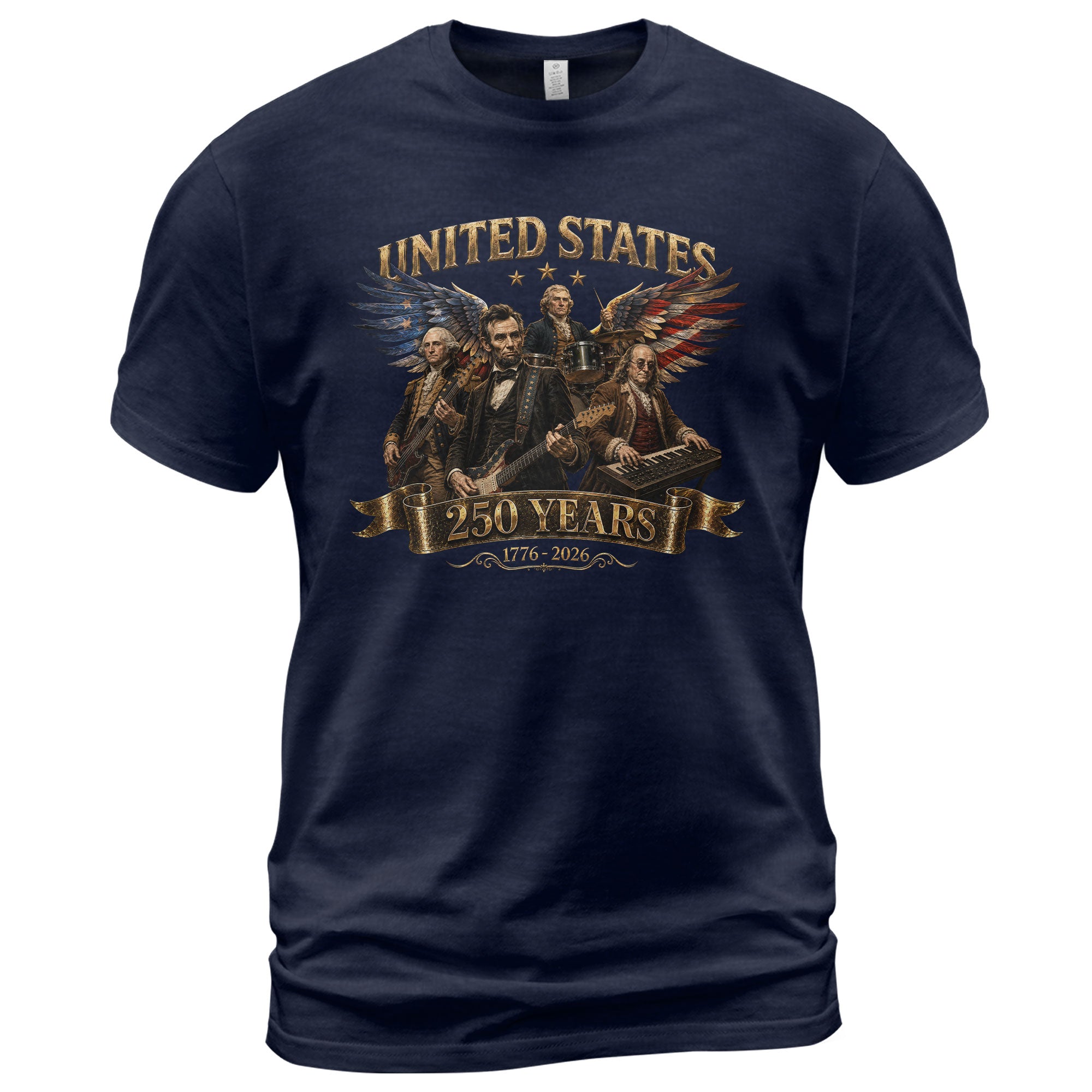 Patriotic Presidents Eagle Wings Rock Band T Shirt 250 Years 1776-2026 Vintage Tee - Rust Field Wear