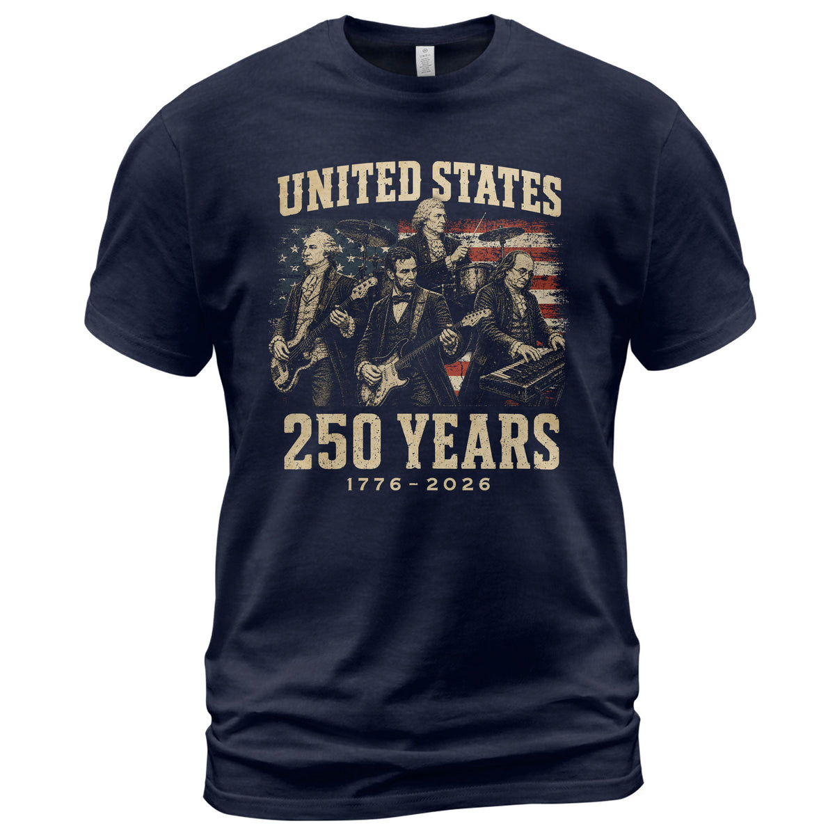 Founding Fathers Presidents Rock Band T-Shirt 250 Years Vintage 1776-2026 Patriotic - Rust Field Wear