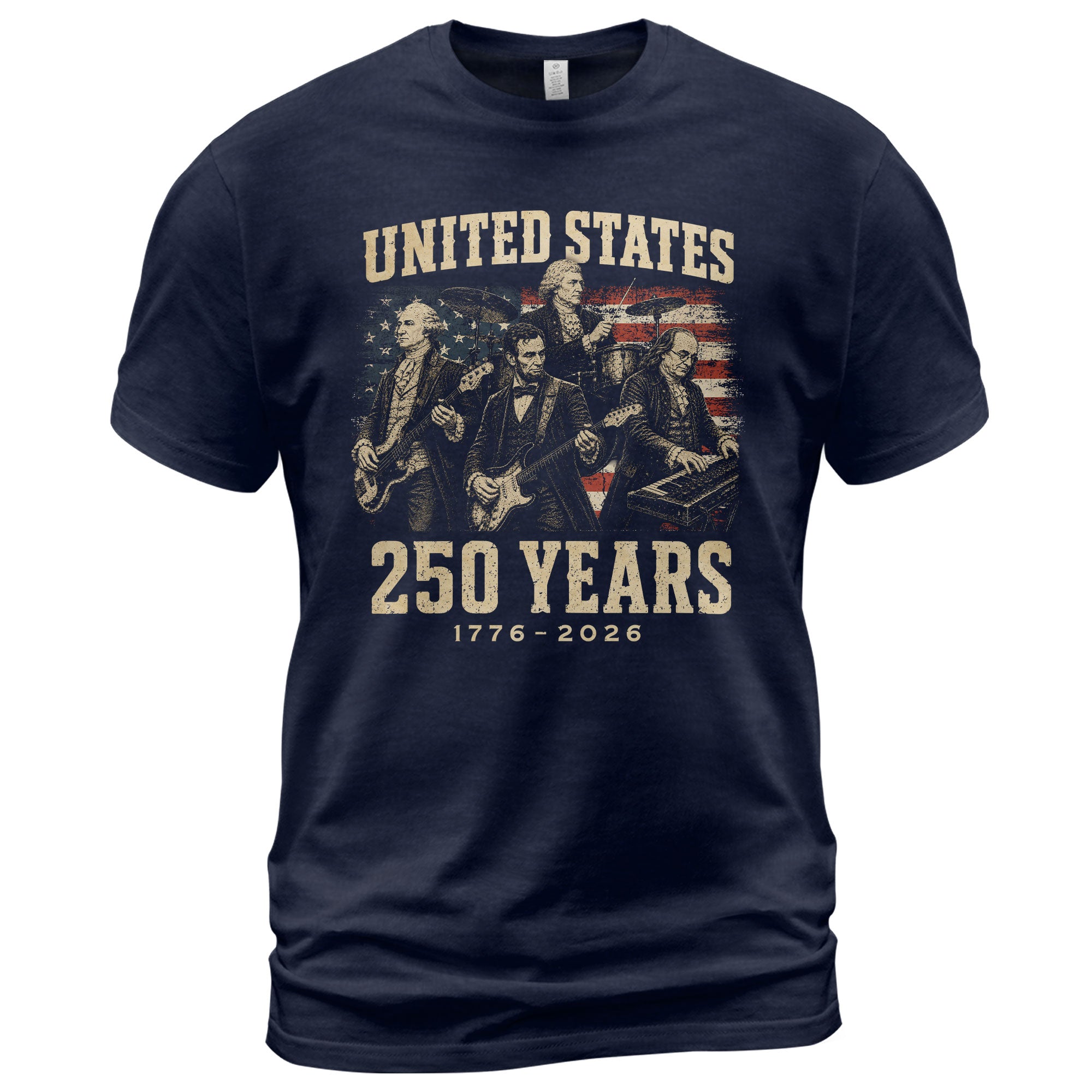 Founding Fathers Presidents Rock Band T-Shirt 250 Years Vintage 1776-2026 Patriotic - Rust Field Wear