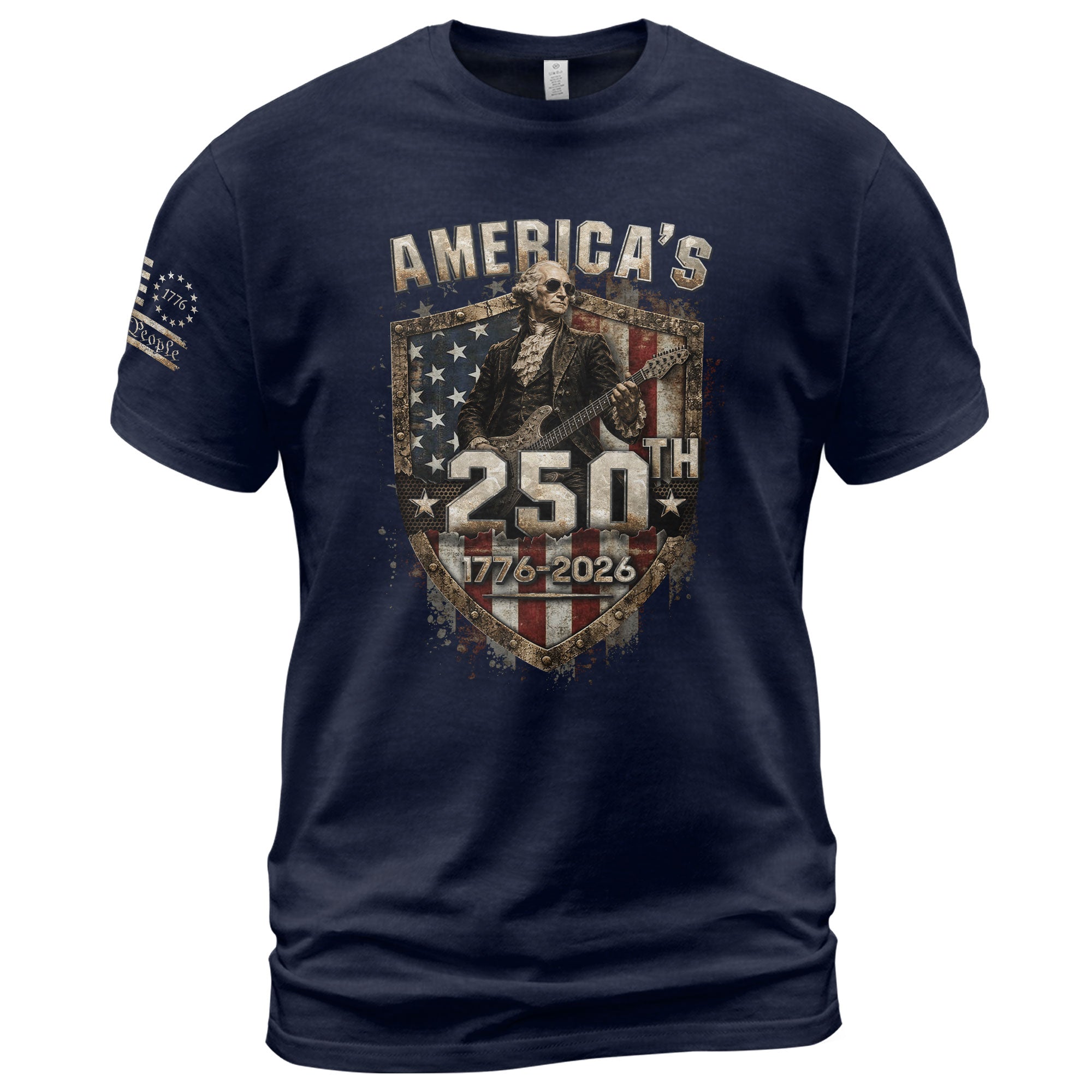 George Washington Guitar T-Shirt 1776-2026 Patriotic Graphic Tee Historical Anniversary Gift - Rust Field Wear