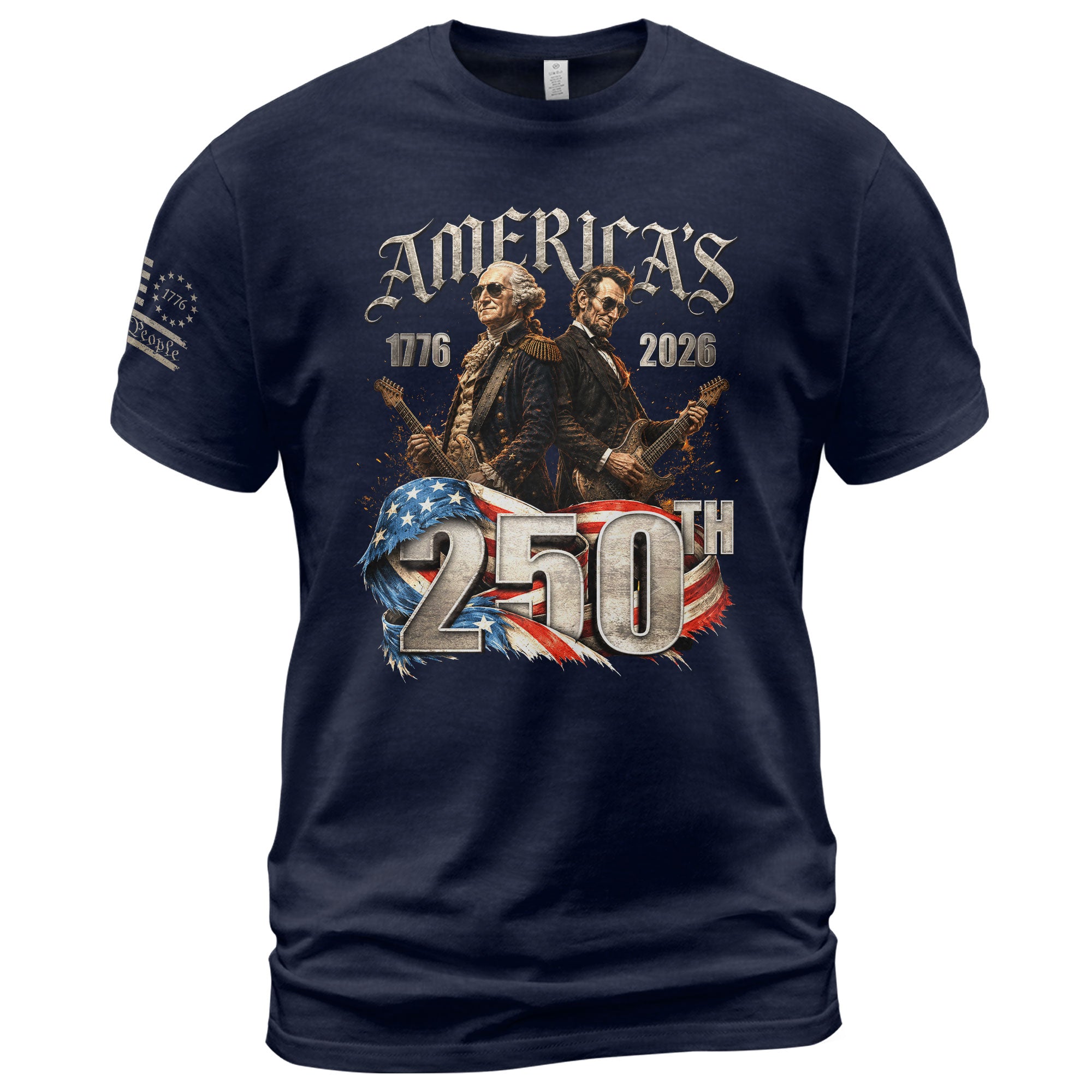 Washington Lincoln Guitar T-Shirt 1776-2026 Historical Patriotic Graphic Tee Anniversary Gift - Rust Field Wear