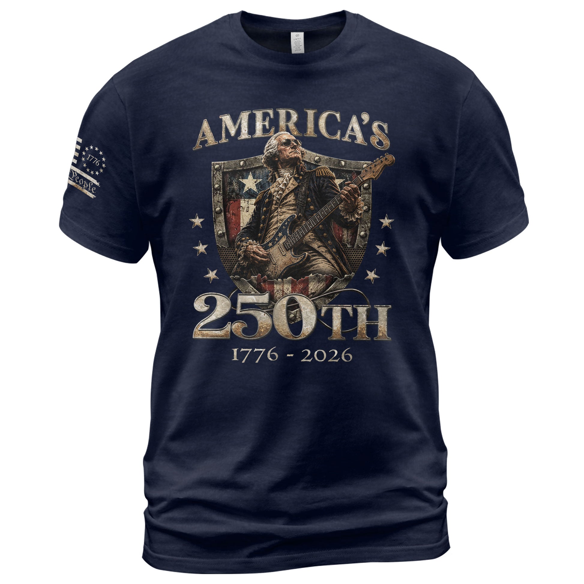 Vintage George Washington Guitar Shirt 1776-2026 Commemorative Graphic Tee Patriotic Style - Rust Field Wear