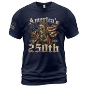 Washington and Lincoln Guitar Shirt 1776-2026 Patriotic Graphic Tee Historical Legacy Apparel - Rust Field Wear