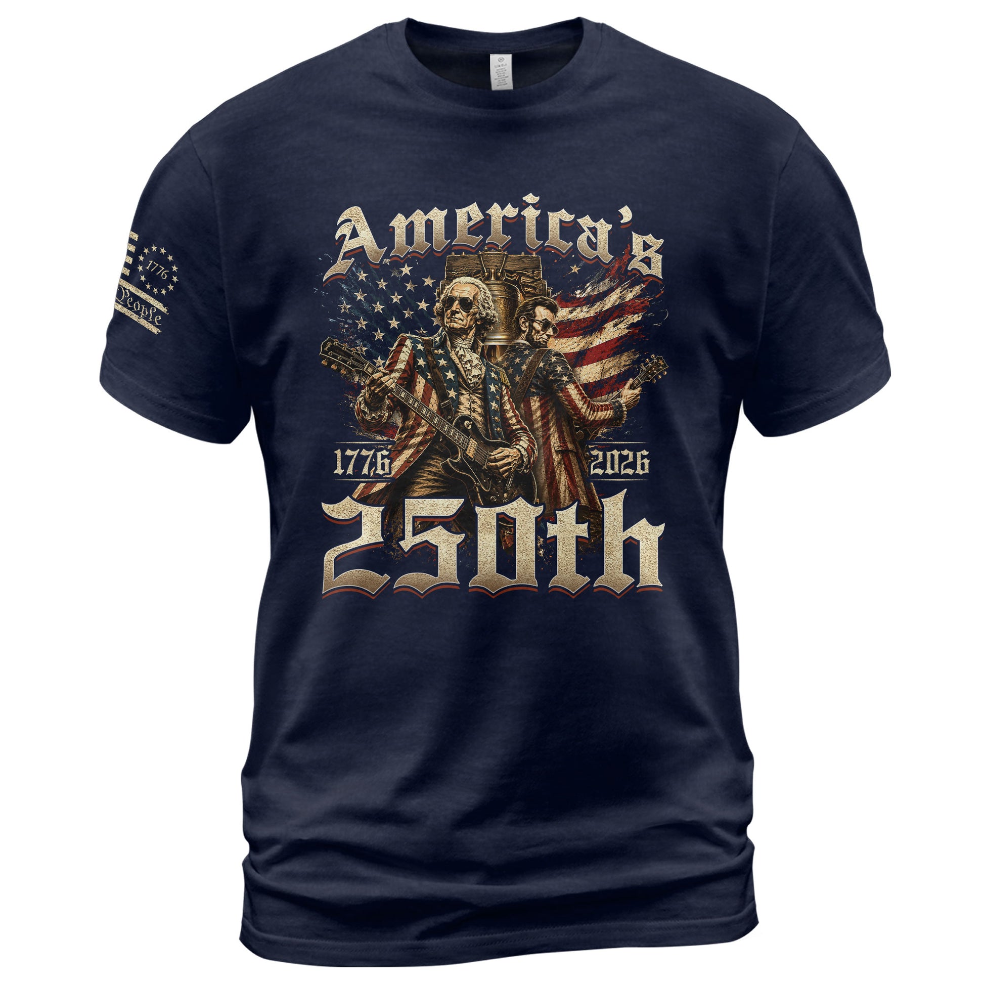 Washington and Lincoln Guitar Shirt 1776-2026 Patriotic Graphic Tee Historical Legacy Apparel - Rust Field Wear