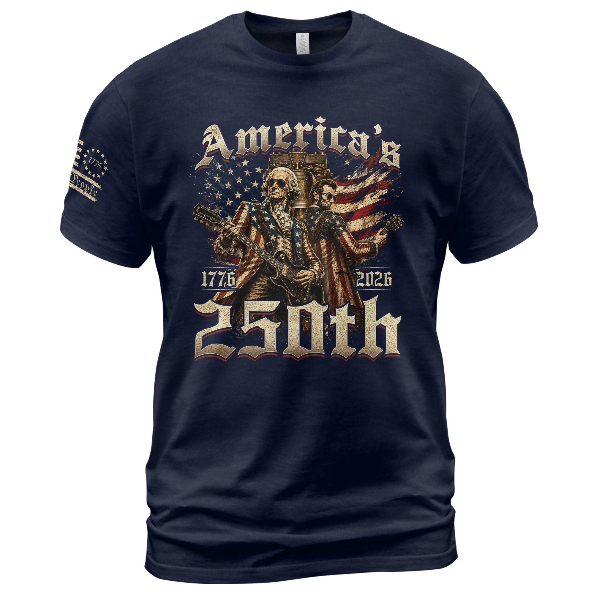 Washington and Lincoln Guitar Shirt 1776-2026 Patriotic Graphic Tee Historical Legacy Apparel - Rust Field Wear