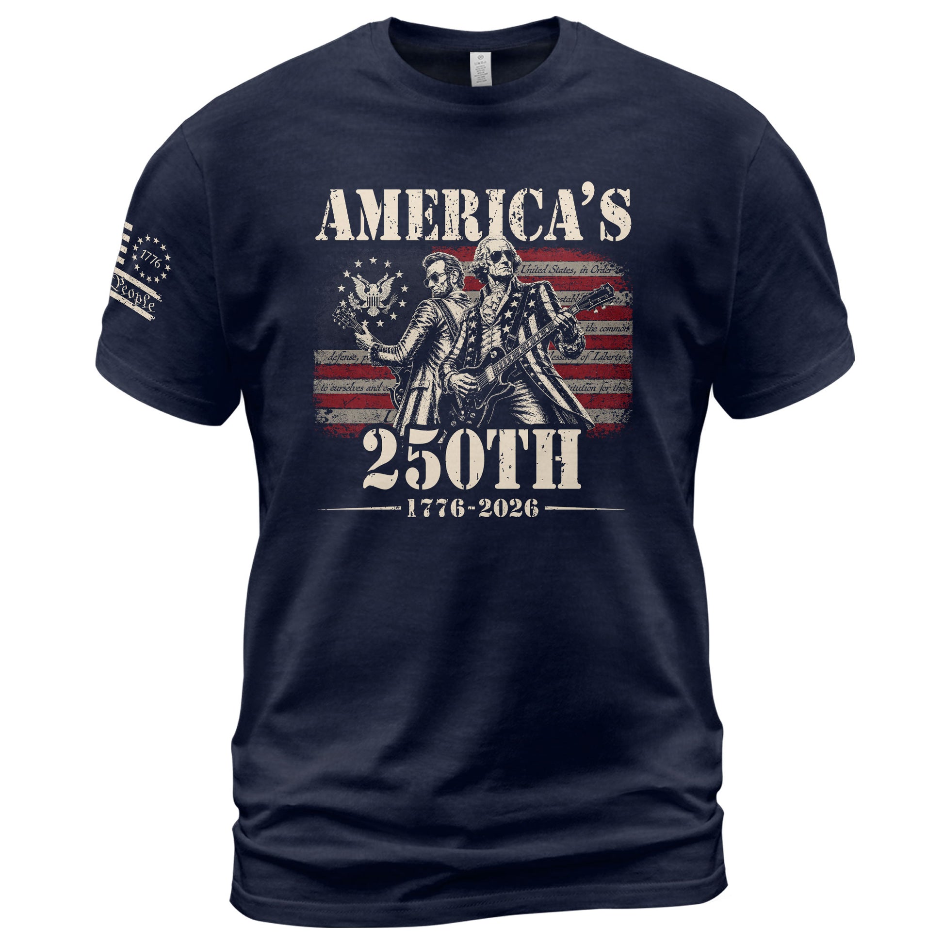Historical Figures Guitar Hero Shirt 1776-2026 Patriotic Graphic Tee Anniversary Outfit - Rust Field Wear