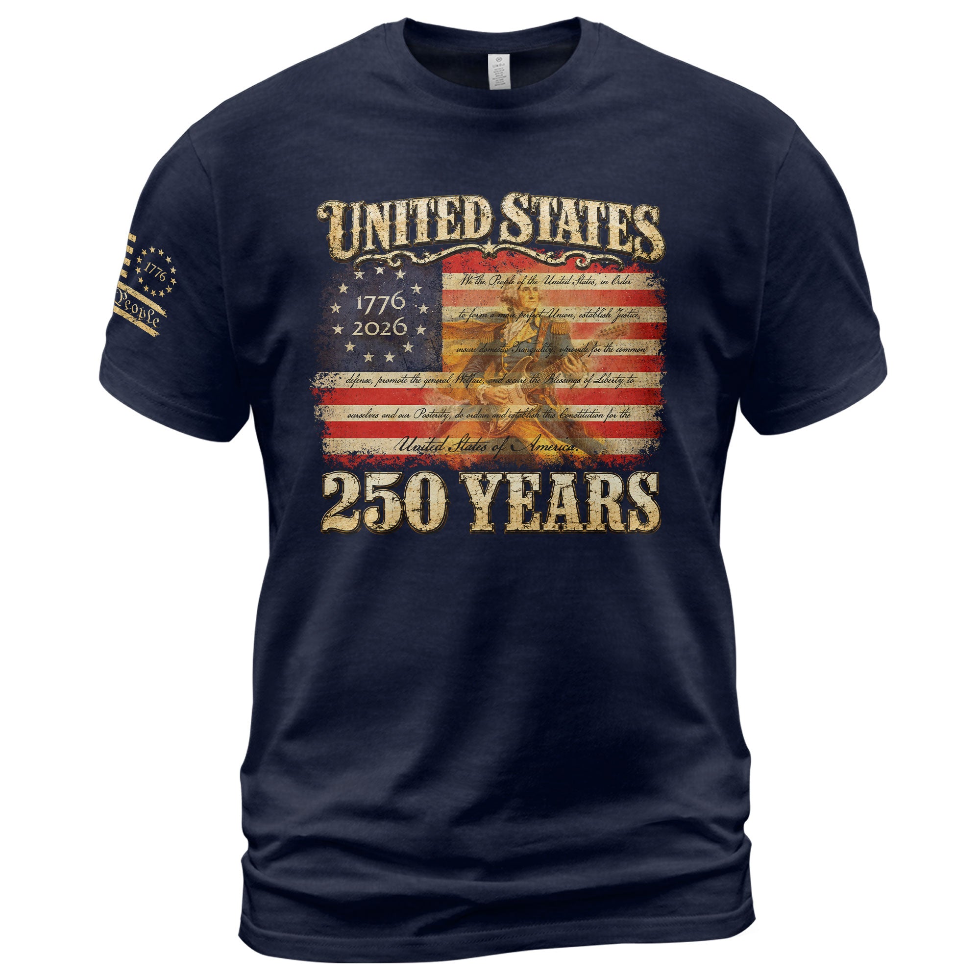 Constitution George Washington Guitar Shirt 1776-2026 Patriotic Graphic Tee Anniversary - Rust Field Wear