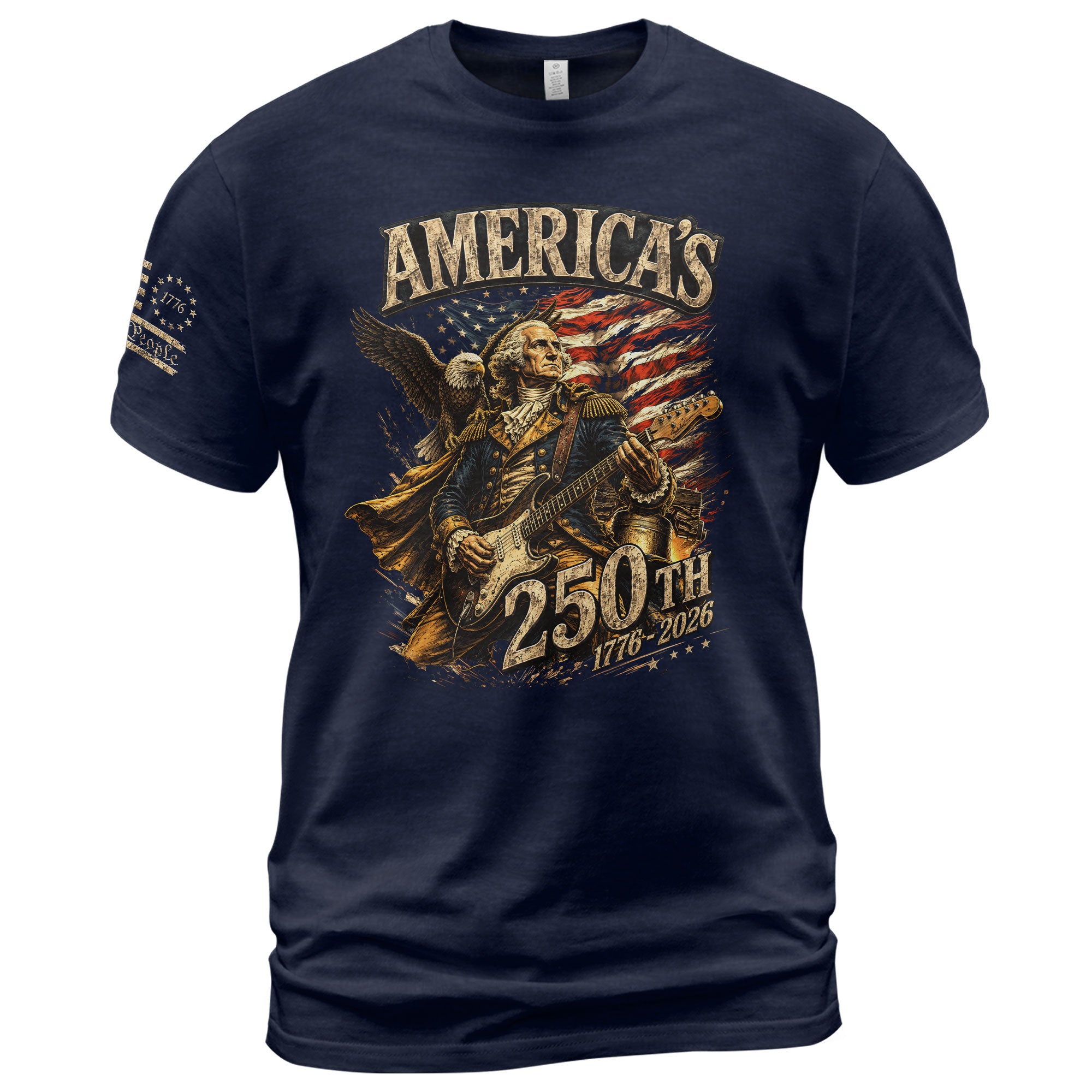 Eagle George Washington Guitar Shirt 1776-2026 Patriotic Graphic Tee Anniversary Gift - Rust Field Wear