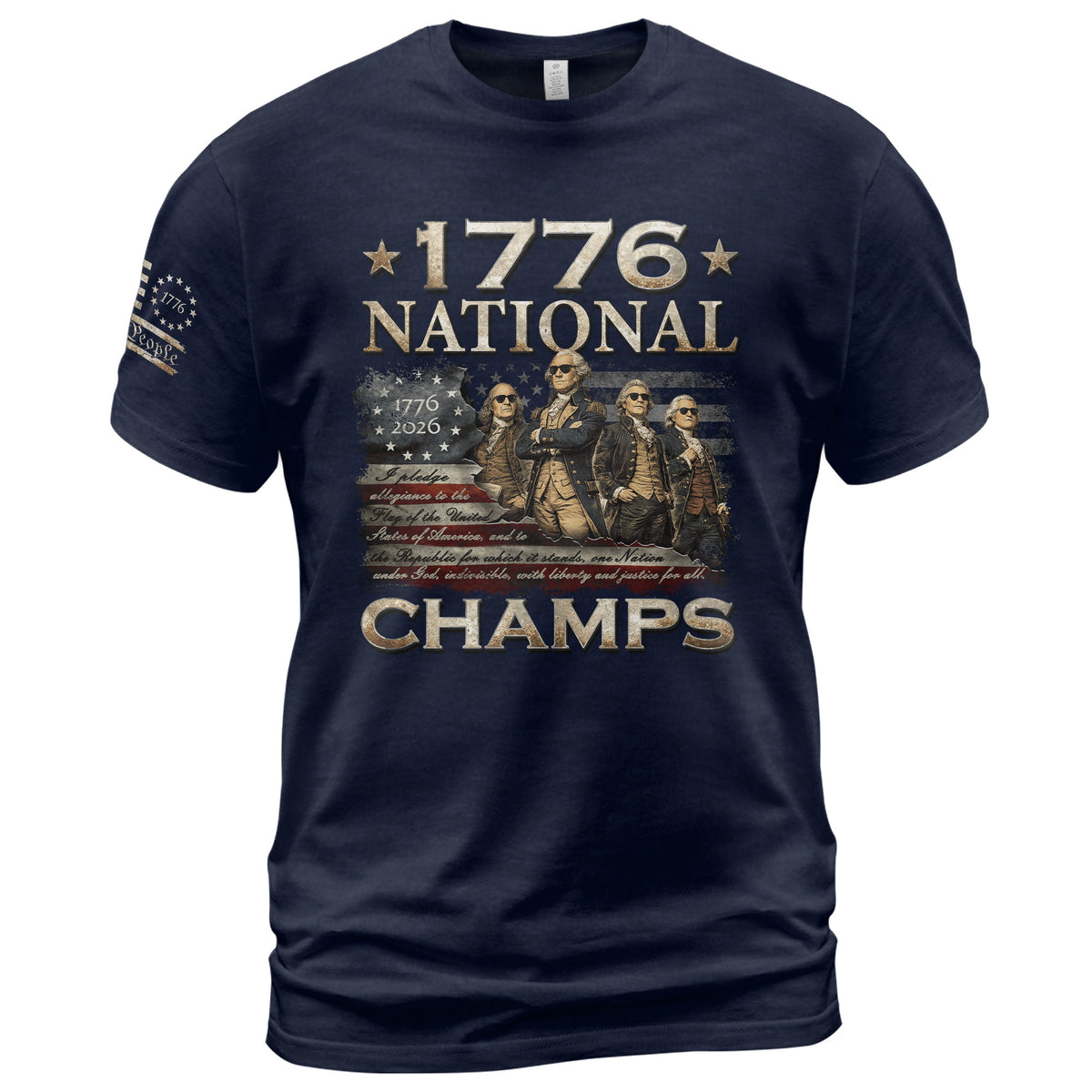 1776 National Champs T-Shirt Patriotic US Founding Fathers Fourth of July Graphic Tee - Rust Field Wear