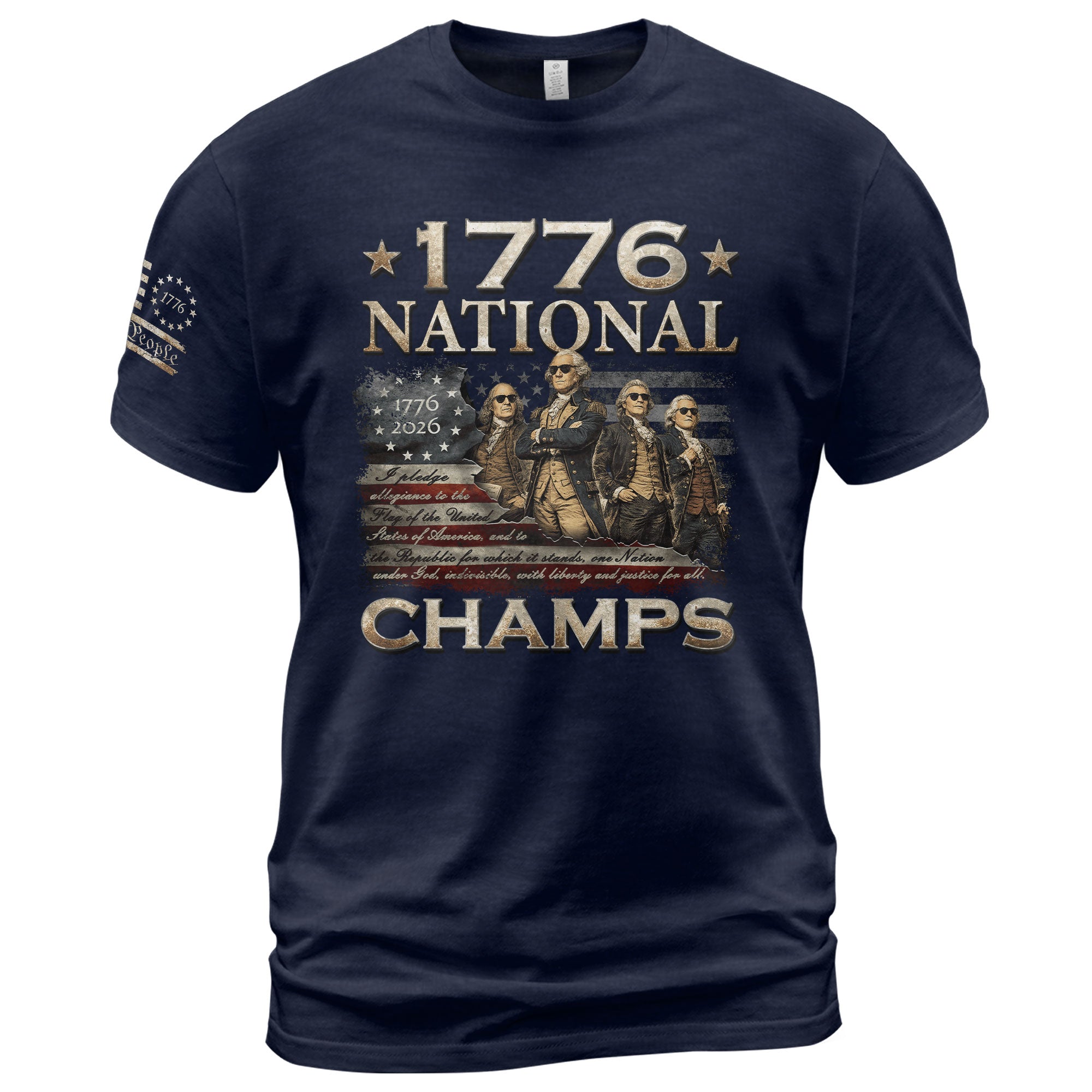 1776 National Champs T-Shirt Patriotic US Founding Fathers Fourth of July Graphic Tee - Rust Field Wear
