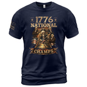 1776 National Champs T-Shirt Rock Liberty Bell US Founding Fathers Patriotic Graphic Tee - Rust Field Wear