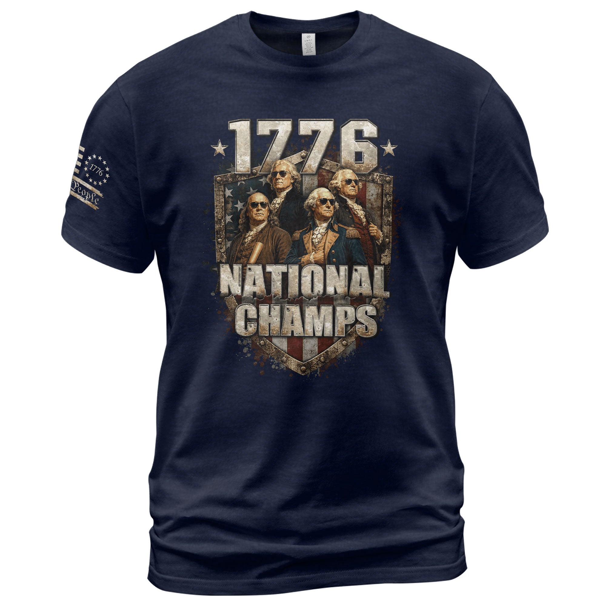 1776 National Champs Shirt Retro Patriotic Shield American Pride Independence Day Graphic Tee - Rust Field Wear