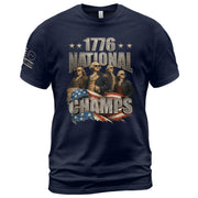 1776 National Champs T-Shirt Waving Flag US Founding Fathers Patriotic 4th of July Tee - Rust Field Wear