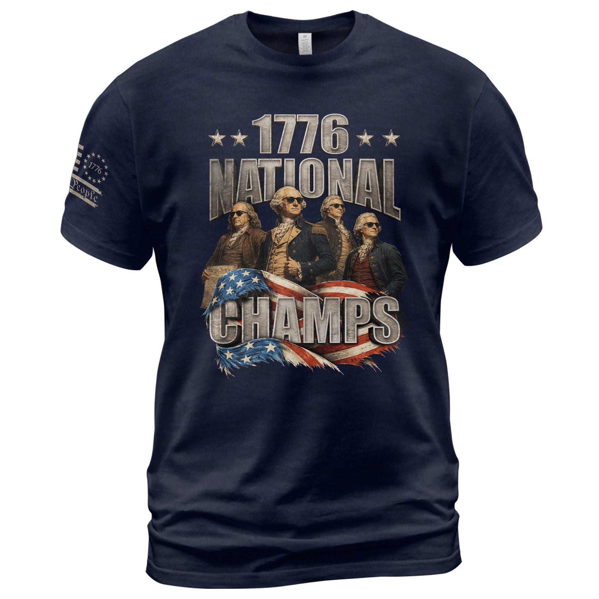 1776 National Champs T-Shirt Waving Flag US Founding Fathers Patriotic 4th of July Tee - Rust Field Wear