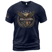 JESUSAVES 1776-2026 T-Shirt Patriotic American Eagle Graphic Tee - Classic Apparel Item - Rust Field Wear