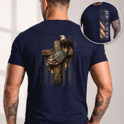 Patriotic JESUSAVES 1776-2026 Eagle T-Shirt American Flag Design - Versatile Apparel - Rust Field Wear