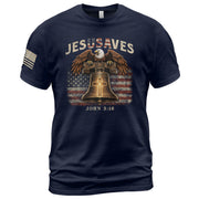 JESUSAVES American Eagle Bell Print T-Shirt Patriotic Graphic Casual Wear Unisex Tee - Rust Field Wear