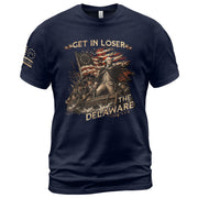 The Delaware Crossing Graphic Tee - Vintage Patriotic George Washington Cotton Shirt - Rust Field Wear