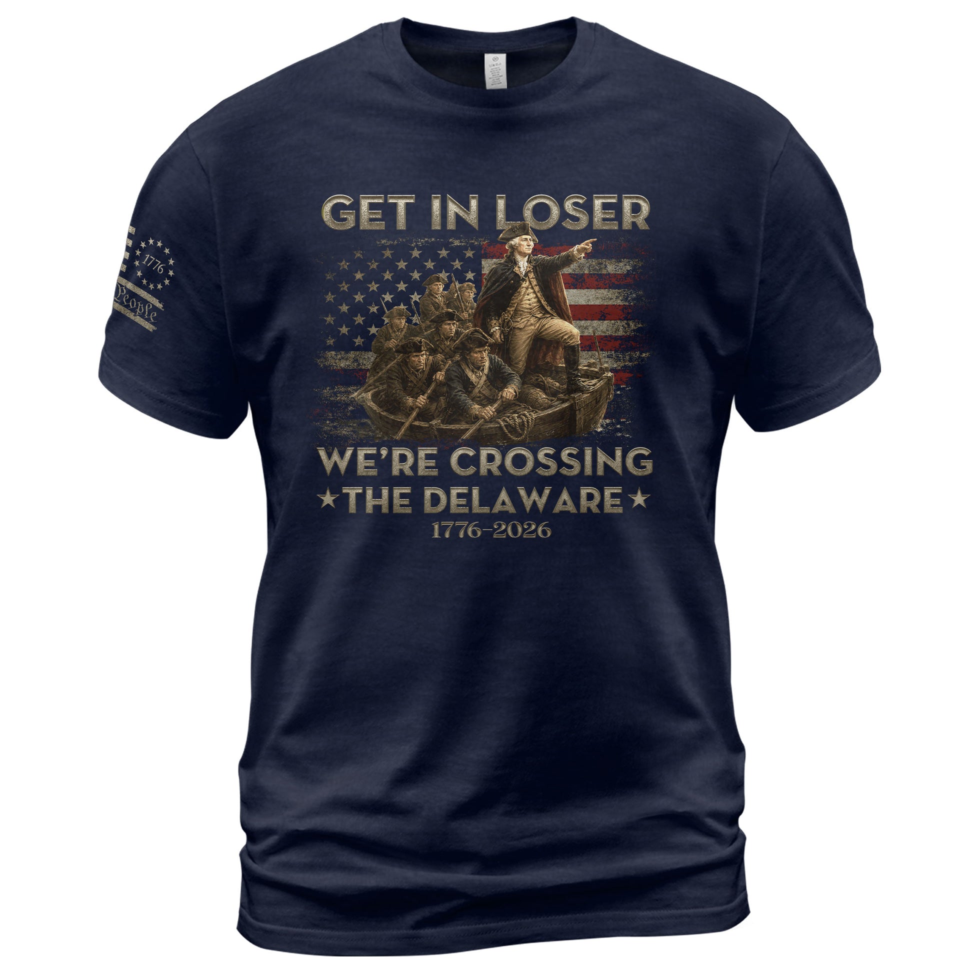 The Delaware Crossing Anniversary Tee - 1776-2026 Patriotic George Washington Cotton Shirt - Rust Field Wear