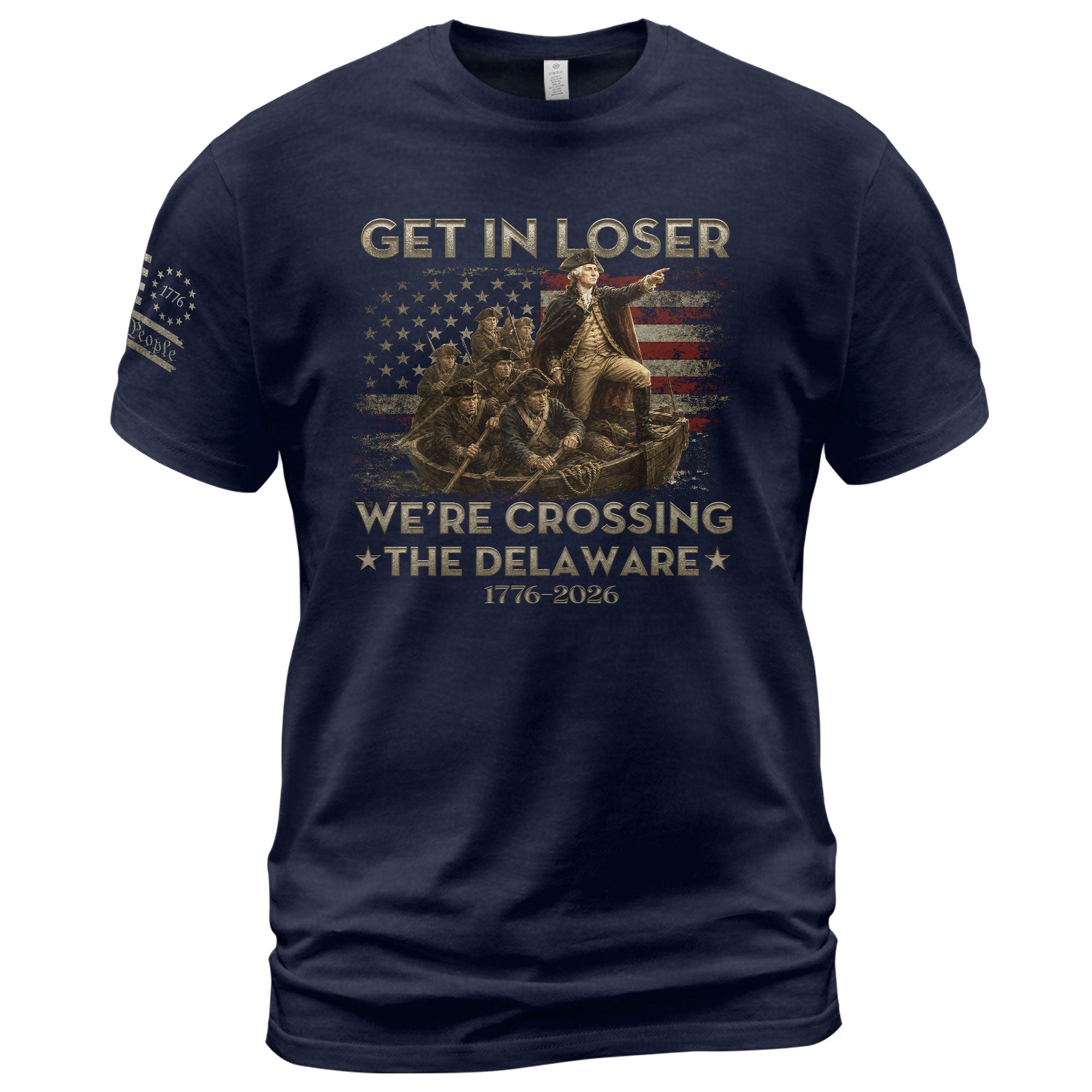 The Delaware Crossing Anniversary Tee - 1776-2026 Patriotic George Washington Cotton Shirt - Rust Field Wear