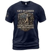 Get In Loser We're Crossing The Delaware T-Shirt George Washington Patriotic Sleeve Tee - Rust Field Wear