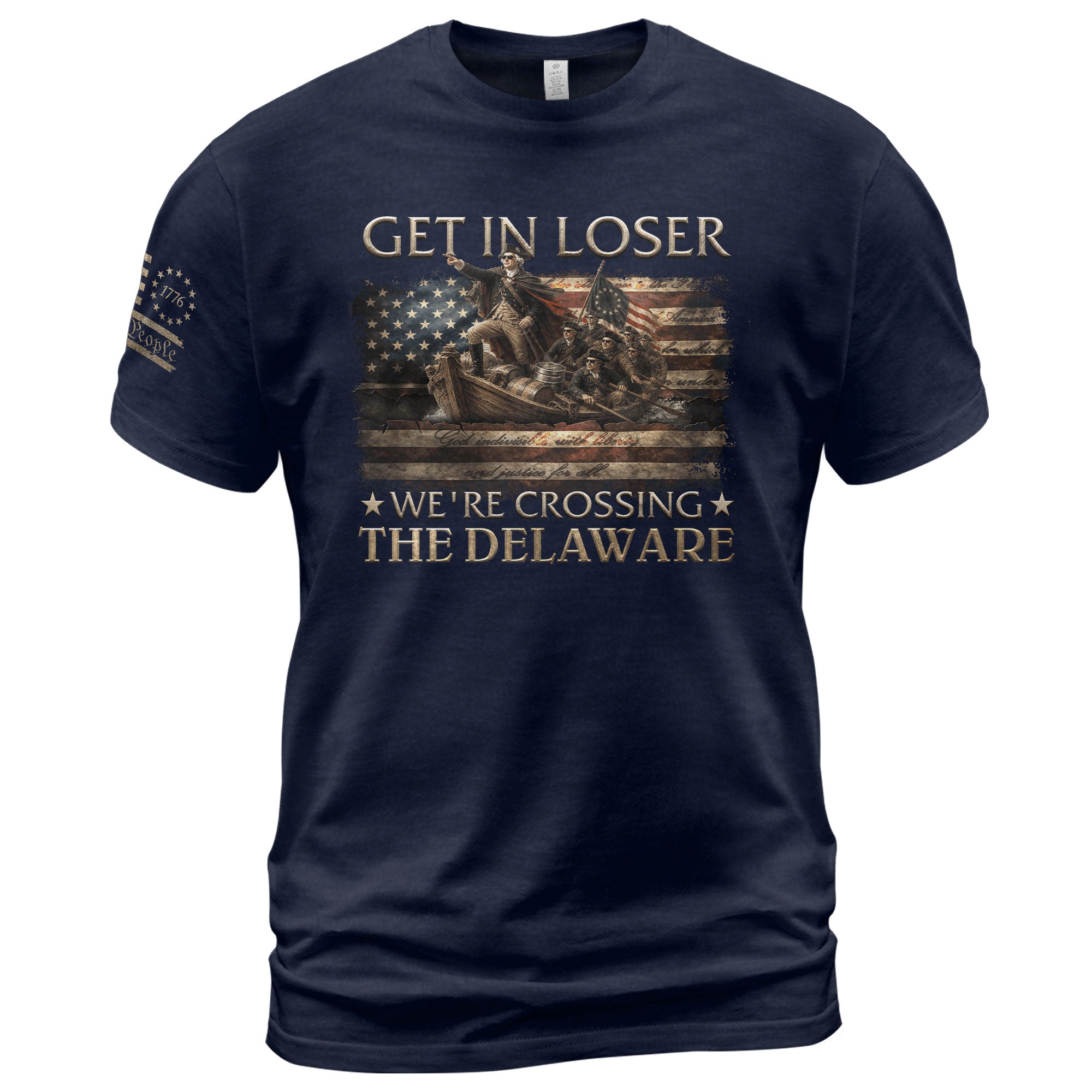 Crossing The Delaware Shirt Get In Loser We're Crossing George Washington T-Shirt - Rust Field Wear