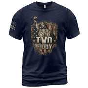 Patriotic Statue of Liberty T-Shirt - Two Fiddy 1776 American Flag Graphic Tee Top - Rust Field Wear