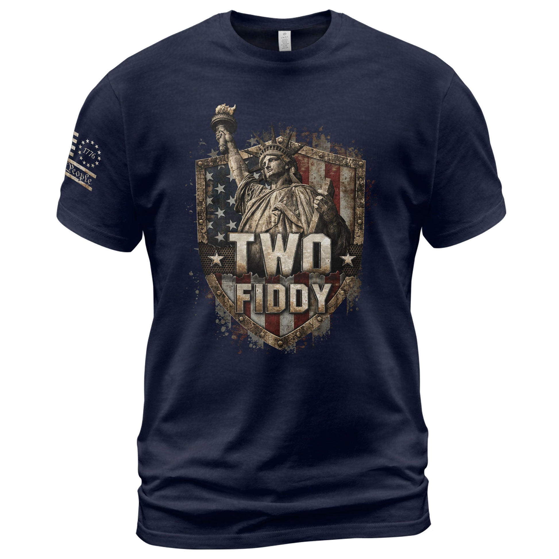 Patriotic Statue of Liberty T-Shirt - Two Fiddy 1776 American Flag Graphic Tee Top - Rust Field Wear