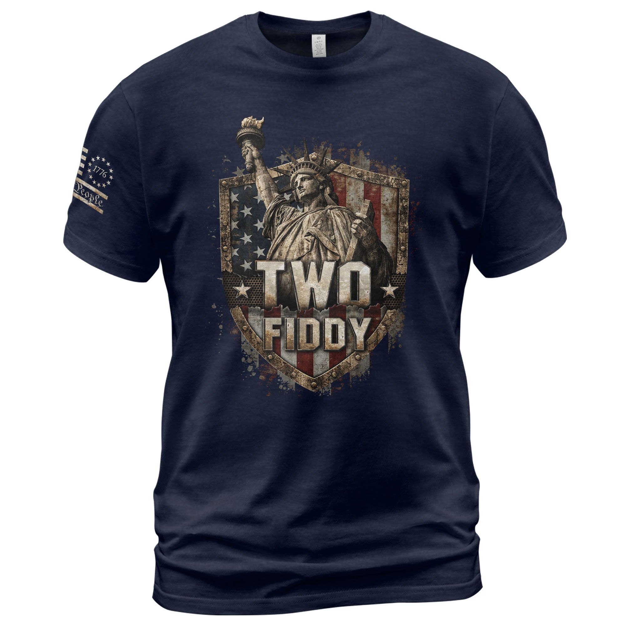 Patriotic Statue of Liberty T-Shirt - Two Fiddy 1776 American Flag Graphic Tee Top - Rust Field Wear