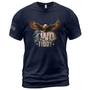 American Pride Graphic T-Shirt - Two Fiddy Eagle Flag Vintage Style Design Cotton Tee - Rust Field Wear