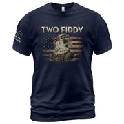 Two Fiddy Eagle Graphic Tee - Patriotic American Flag Bandana Style Men's Cotton Shirt - Rust Field Wear