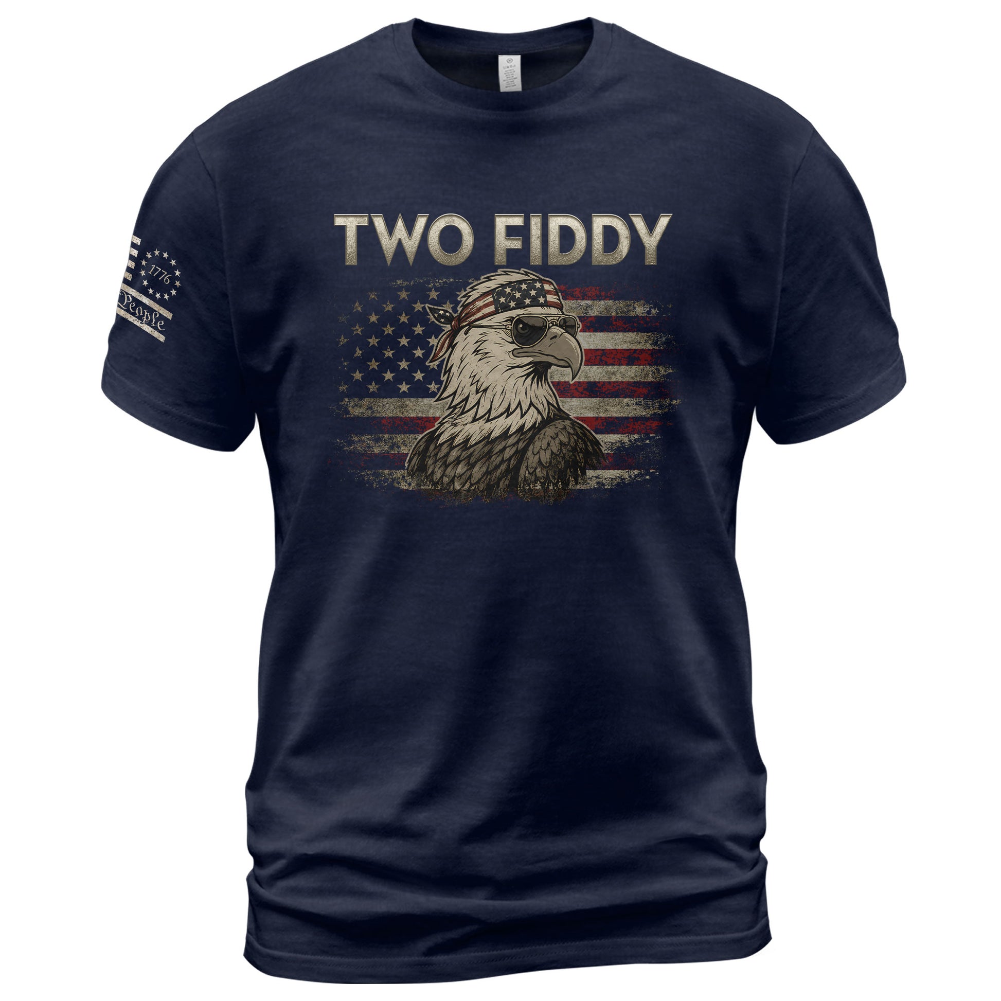 Two Fiddy Eagle Graphic Tee - Patriotic American Flag Bandana Style Men's Cotton Shirt - Rust Field Wear