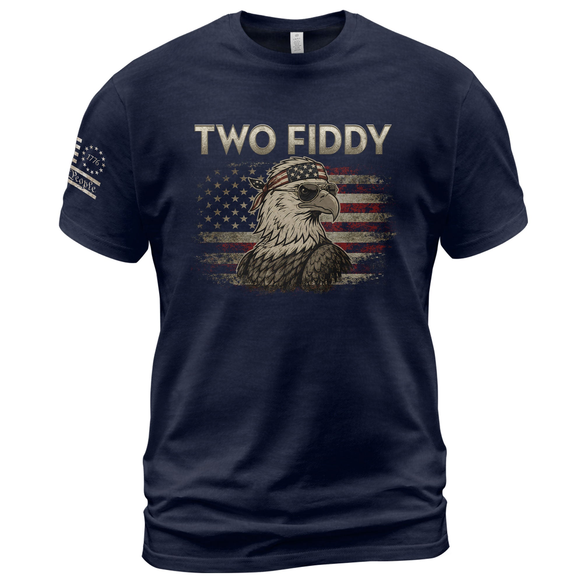 Two Fiddy Eagle Graphic Tee - Patriotic American Flag Bandana Style Men's Cotton Shirt - Rust Field Wear