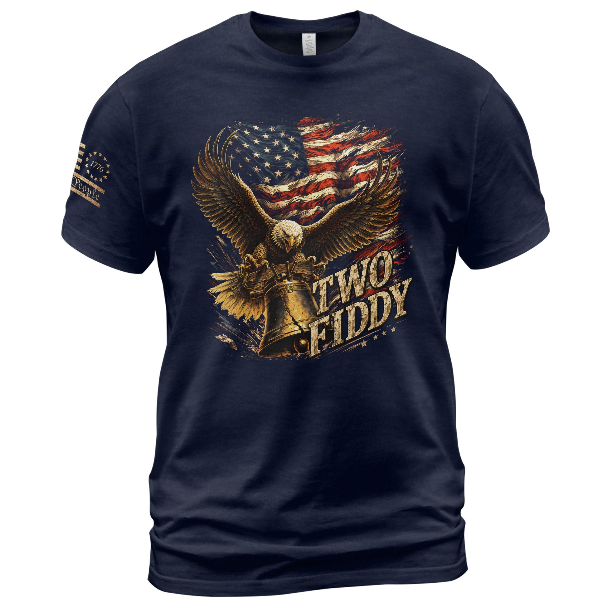 Iconic Patriotic Shirt - Two Fiddy Eagle Liberty Bell American Flag Graphic Design - Rust Field Wear