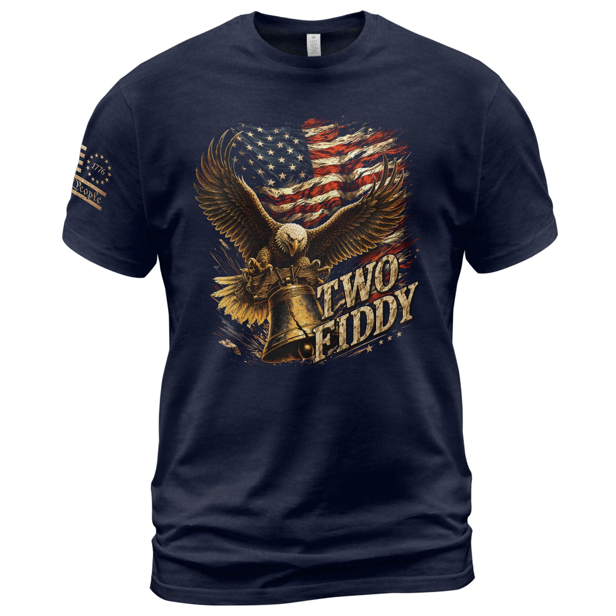Iconic Patriotic Shirt - Two Fiddy Eagle Liberty Bell American Flag Graphic Design - Rust Field Wear