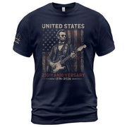 Lincoln Rock Guitar Shirt 1776 2026 Vintage US Flag Patriotic We The People Graphic Tee - Rust Field Wear