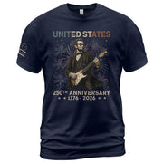 Lincoln Rock Guitar Shirt 1776 2026 Patriotic Fireworks We The People Graphic Tee - Rust Field Wear